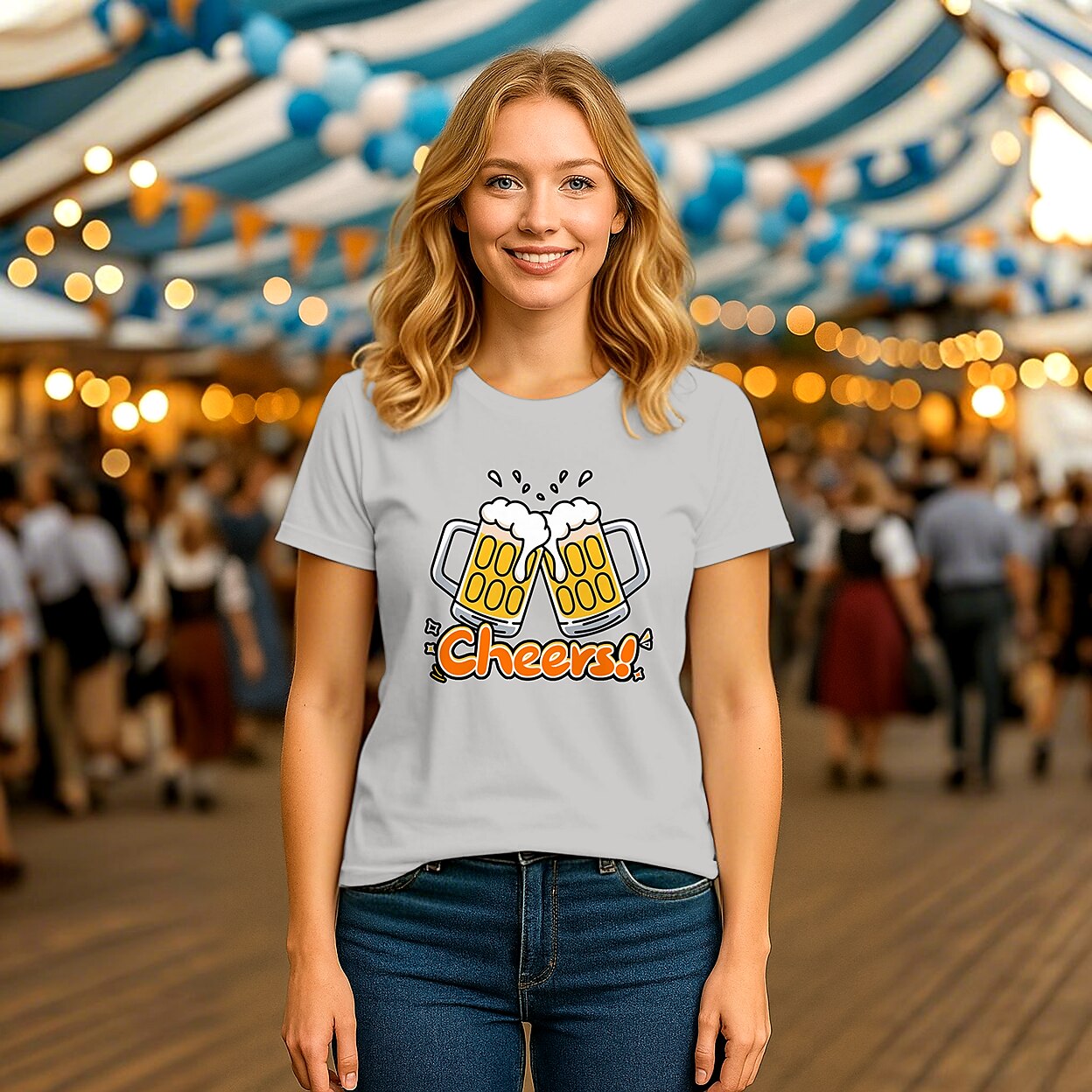 Damen Oktoberfest Cheers Bier Grafik T-shirt