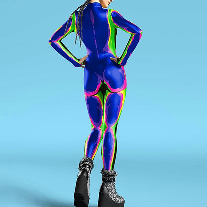 Rainbow Print Catsuit Costume