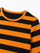 Women's Orange Black Striped Gothic Halloween Dress