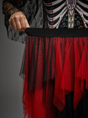 Women's Red and Black Gothic High-Low Tulle Skirt