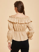 Women's Beige Off-Shoulder Ruffle Pirate Costume Set