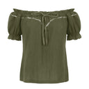 Renaissance Crew Neck Off Shoulder Lace-up Tops - Retrorobe