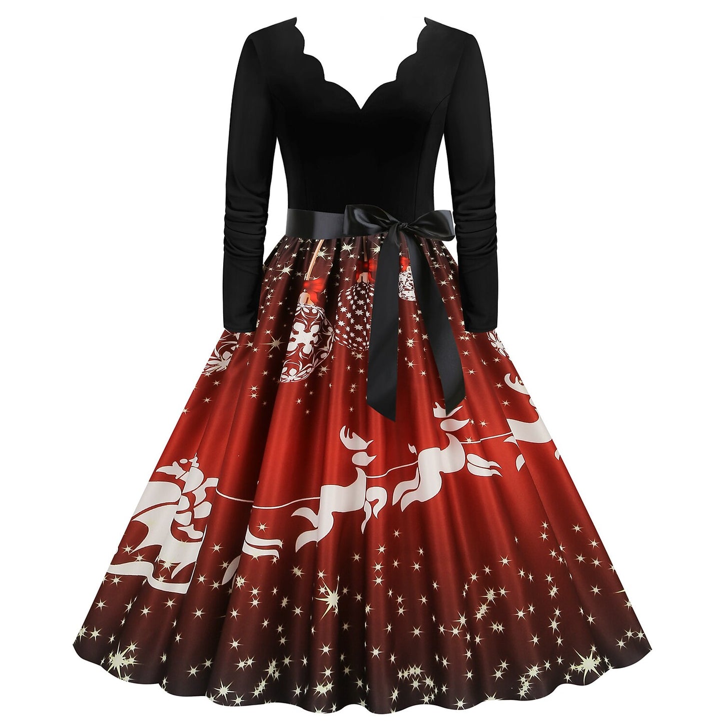 Christmas A-Line Santa Print Dress