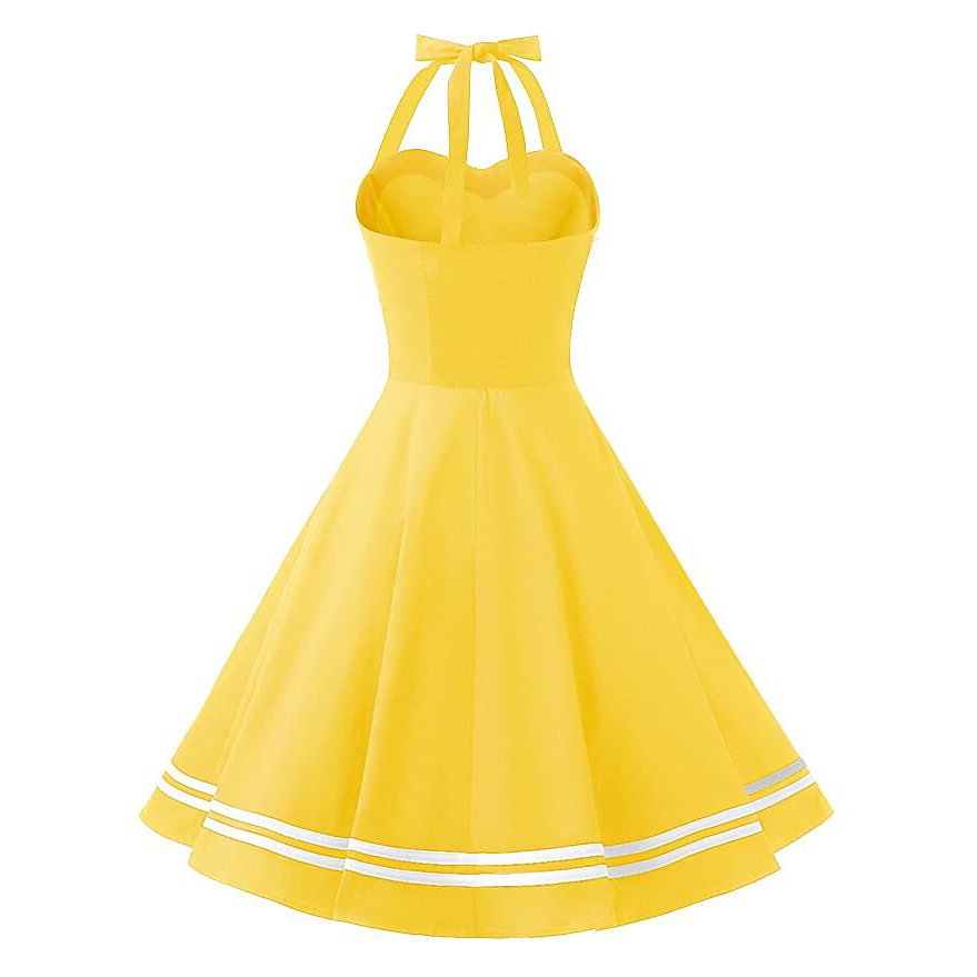 Women's 1950s Red Polka Dot Halter Neck Flare A-Line Dress