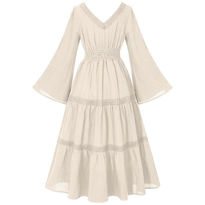 Renaissance Dress Embroidery Bell Sleeves A-Line Dress