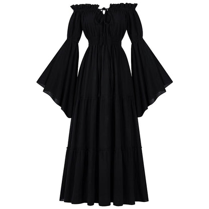 Renaissance Tiered Maxi Dress Off-Shoulder Pocket Dress