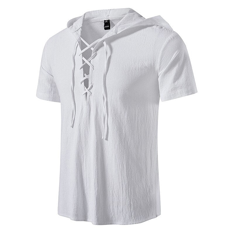 Pirate Style Short Sleeve Hooded Shirts - Retrorobe