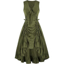 Renaissance Style Sleeveless Dress with Lace-up Waist - Retrorobe