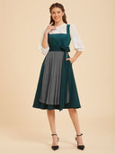 Oktoberfest Teal Green Dirndl Dress with Satin Apron