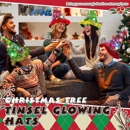 2PCS Light-up Tinsel Tree Party Hat