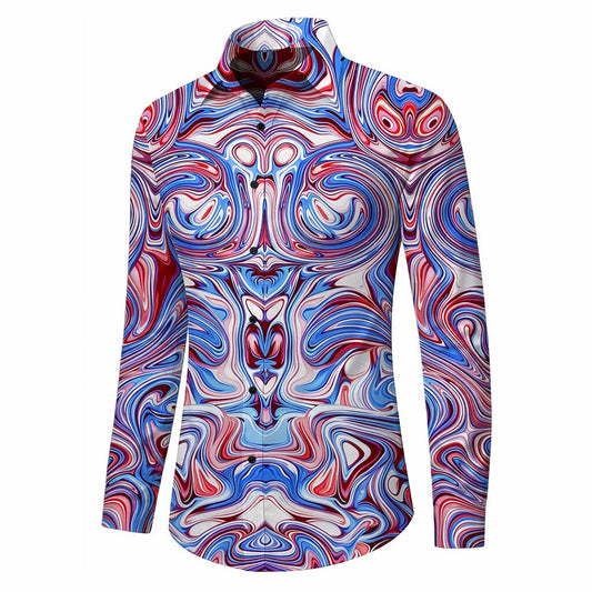 Retro 70S Psychedelic Fluid Art Long Sleeves Collar Shirt