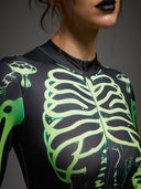 Women's Neon Skeleton Witch 3-Piece Halloween Costume Set
