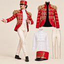 Men's Red Fringed-Epaulet Nutcracker 4-Piece Costume Set