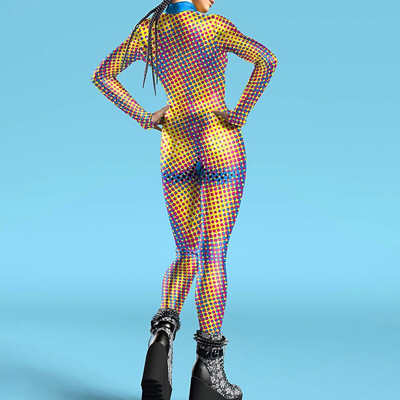 Rainbow Print Catsuit Costume