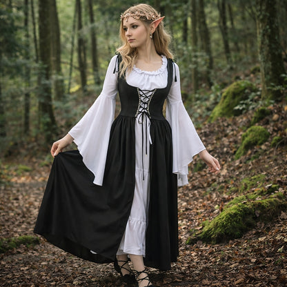 Medieval Fairy Dress Set with Headpiece Ear Accessories