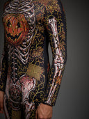 Leotard da uomo di Halloween con scheletro e zucca di Halloween