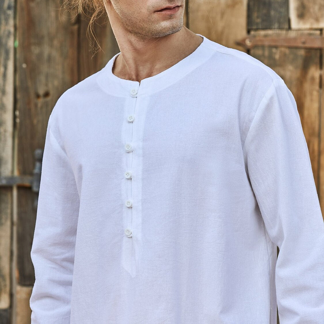 Medieval Style Monk-Inspired Cotton Linen Tunic Shirt - Retrorobe