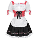 Oktoberfest Red Checkered Dirndl Dress with Apron and Blouse - Retrorobe