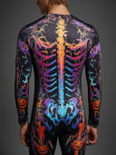 Men's Neon Skeleton Vampire 2-Piece Halloween Costume Set