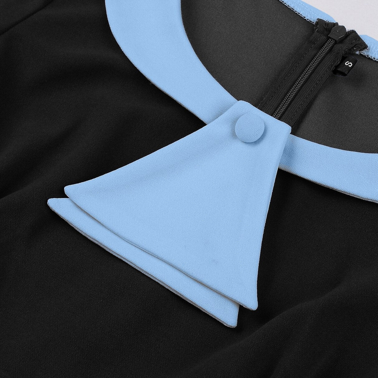Women's 1950s Color Block Peter Pan Collar Short Sleeve A-Line Dress
