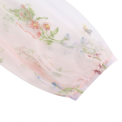 Floral Embroidered V-Neck Midi Dress