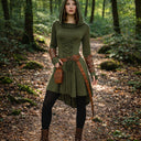 Conjunto de vestido de arquera hada medieval con cinturón, protectores y más accesorios