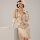 Women's Ivory 1920s Leaf Sequin Fringe 6-Piece Set