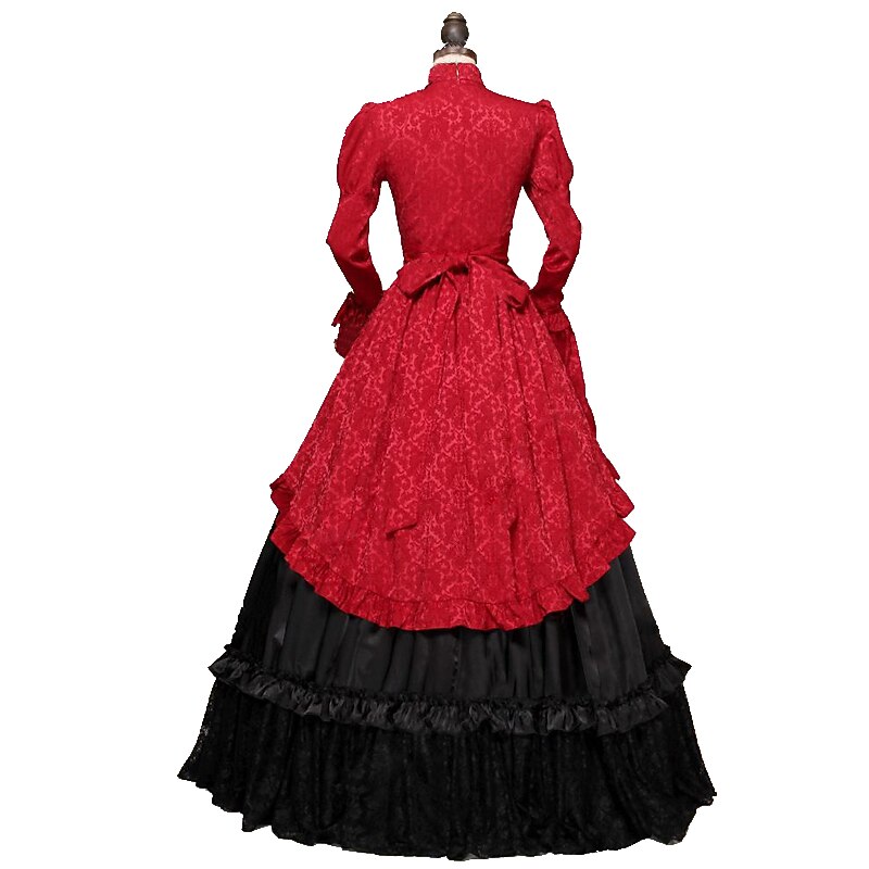 Stand Collar Ruffled Christmas Carol Gown