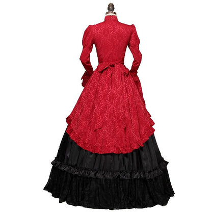 Stand Collar Ruffled Christmas Carol Gown