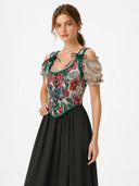 Garden Floral Lace-Up Corset Vest