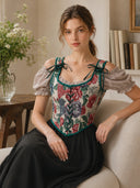 Garden Floral Lace-Up Corset Vest