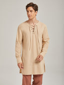 Men's Beige Medieval Peasant Tunic Costume Set