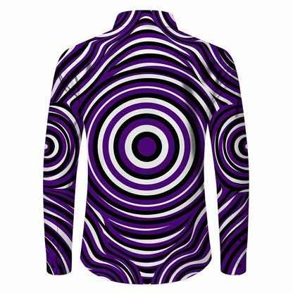 Retro 70S Psychedelic Concentric Circles Long Sleeves Collar Shirt