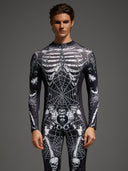 Leotard da uomo gotico con scheletro e ragnatele