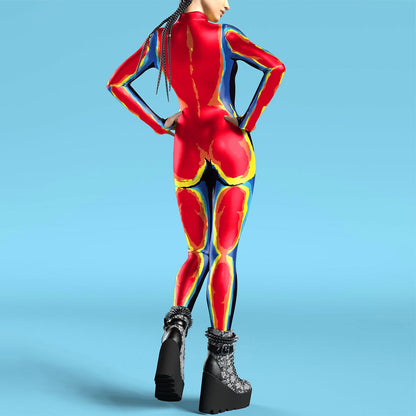 Rainbow Print Catsuit Costume