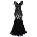 Vestido sirena negro Art Deco con lentejuelas