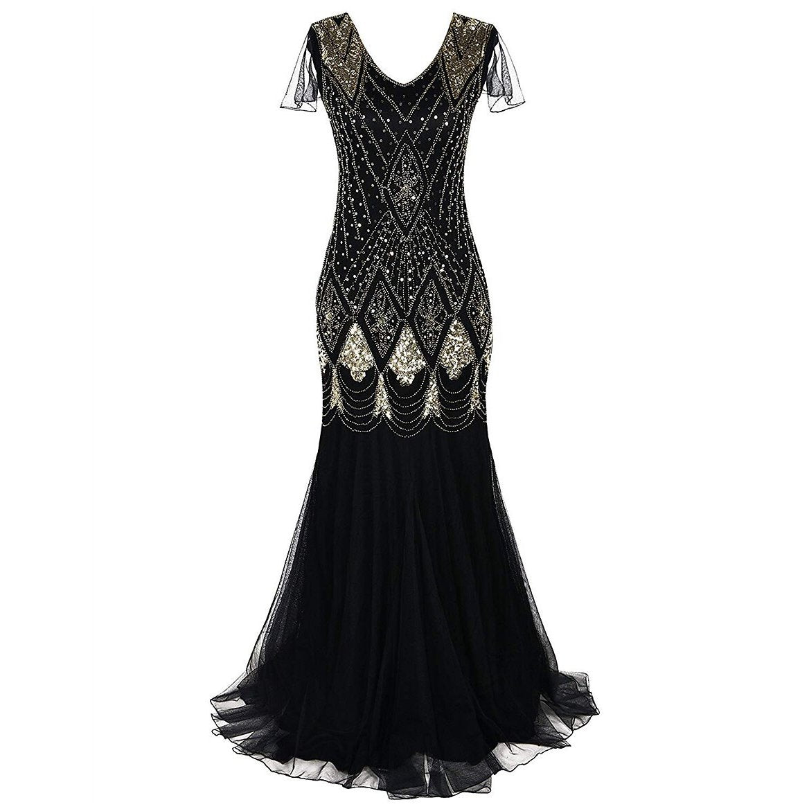 Black Flapper Dress Evening Gown