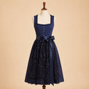 Premium Navy Sequin Oktoberfest Dirndl & White Lace Blouse Set