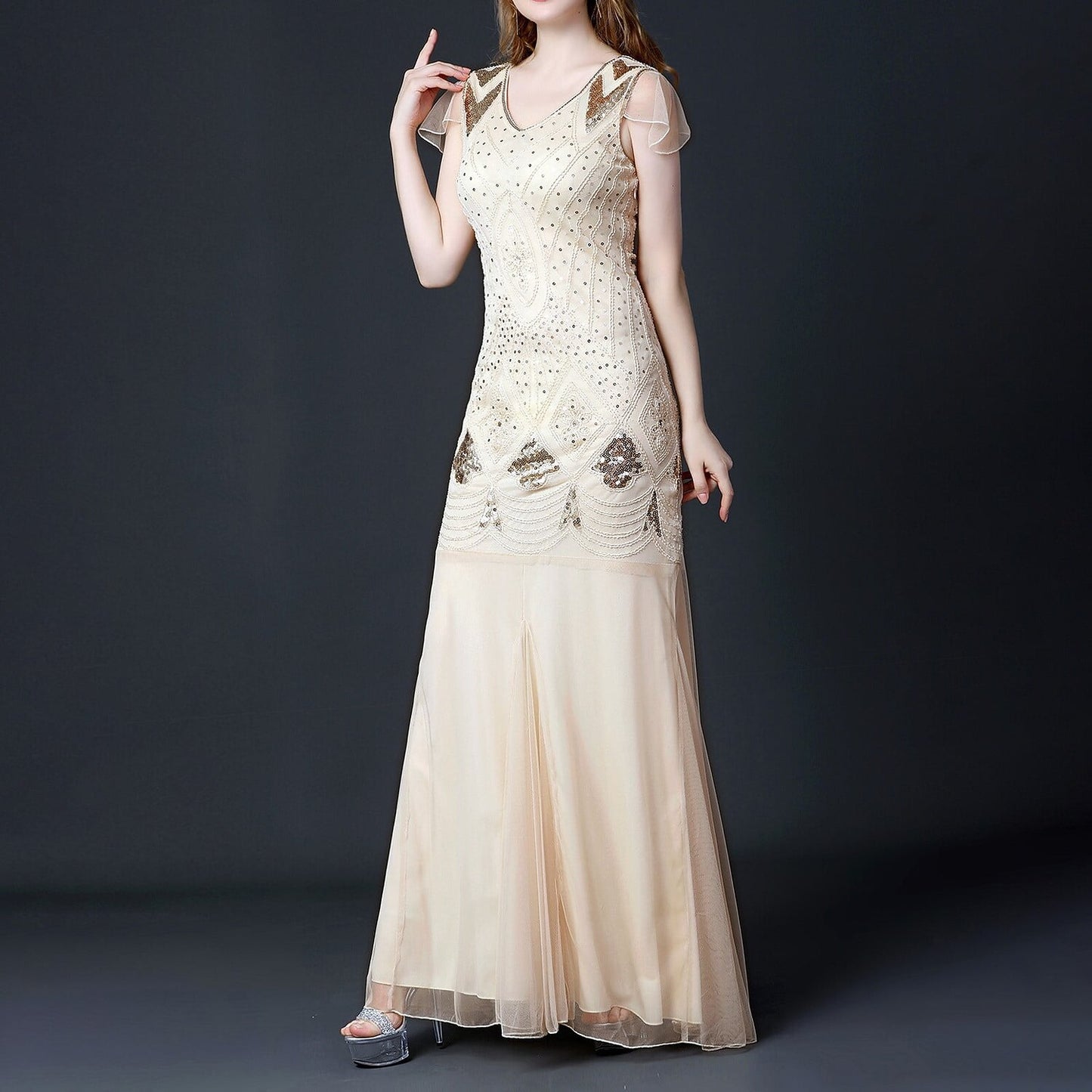 Mermaid Beaded Sequin Mesh Gown