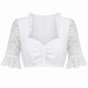 Premium Teal Green Oktoberfest Dirndl & White Lace Blouse Set
