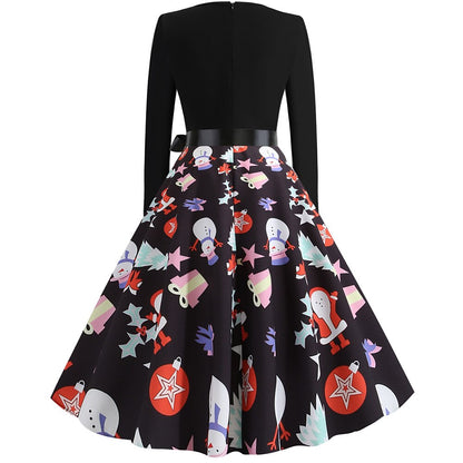 Christmas Print Fit & Flare A-Line Dress