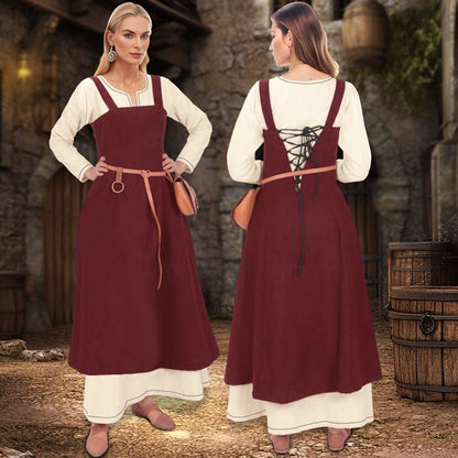 Medieval Viking Apron Overdress Tunic Set Dress