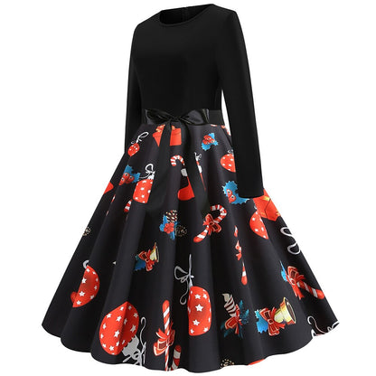 Christmas Print Fit & Flare A-Line Dress