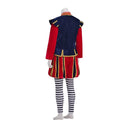 4-teiliges Weihnachts-Elfenkostüm-Set für Herren in Blau und Rot