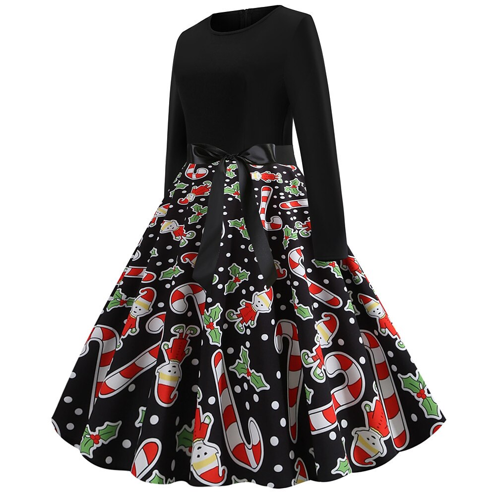 Christmas Print Fit & Flare A-Line Dress