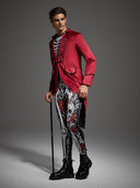 Men's Gothic Skeleton Bodysuit 2-Piece Halloween Costume Set