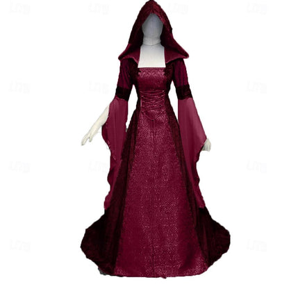 Irish Style Renaissance Dress with Hood Floor Length Design Plus Size