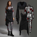 Women's Gothic Skeleton Bodysuit 3-Piece Halloween Costume Set