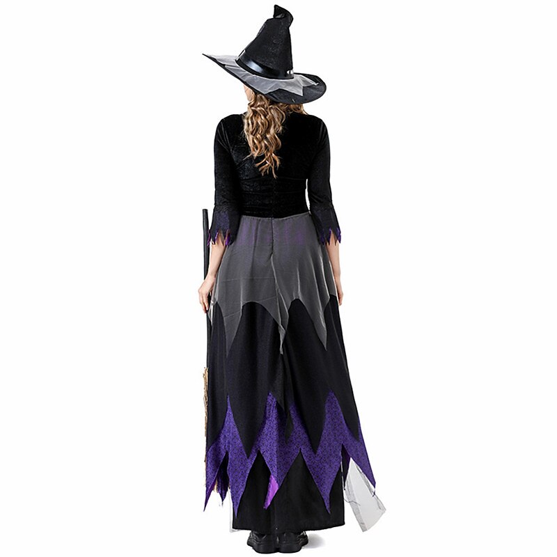 Gothic Witch Outfit Gown with Witch Hat