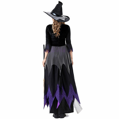Gothic Witch Outfit Gown with Witch Hat